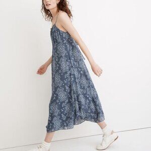Madewell Archival Floral Tie-Back Button-Front Midi Dress Size 0 NWT